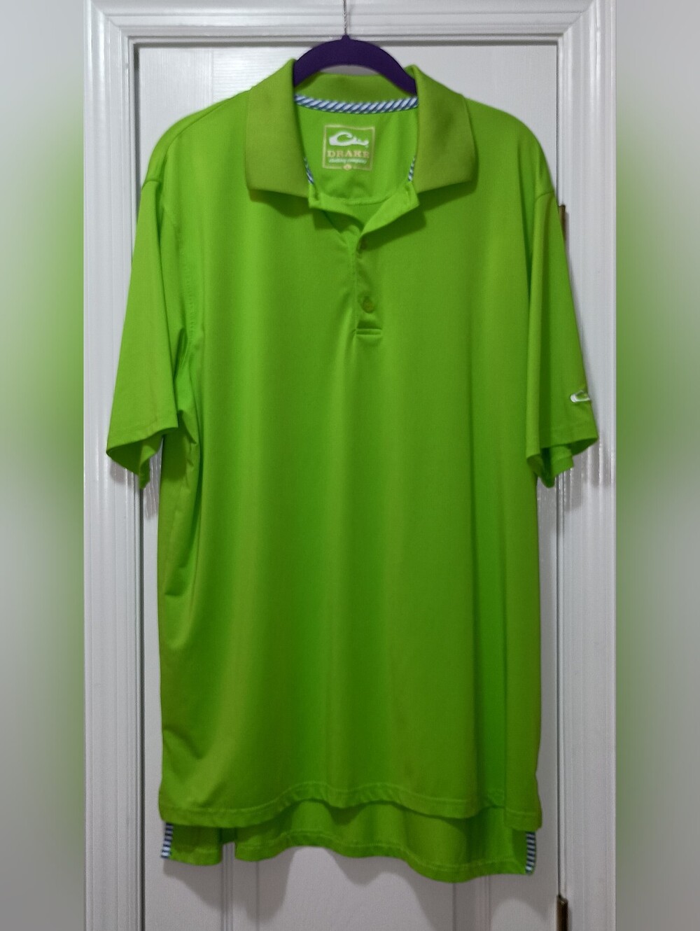 Drake Waterfowl Performance Lime Green Men's Polo Shirt Large